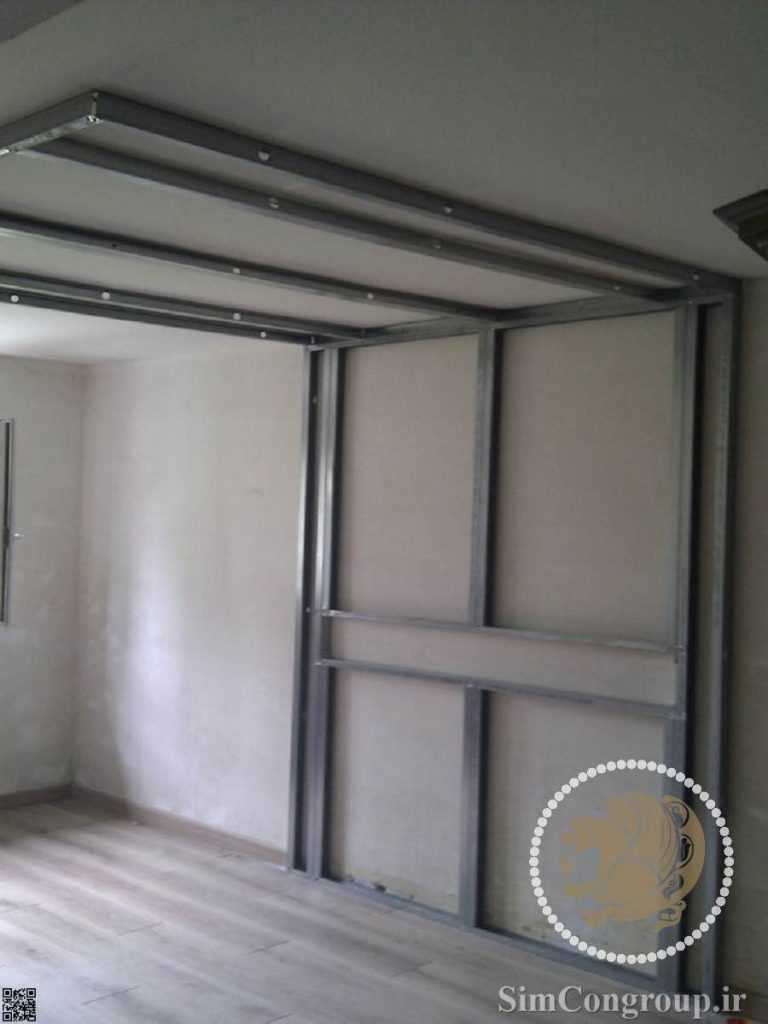 سازه دیوار کناف پشت تلویزیون