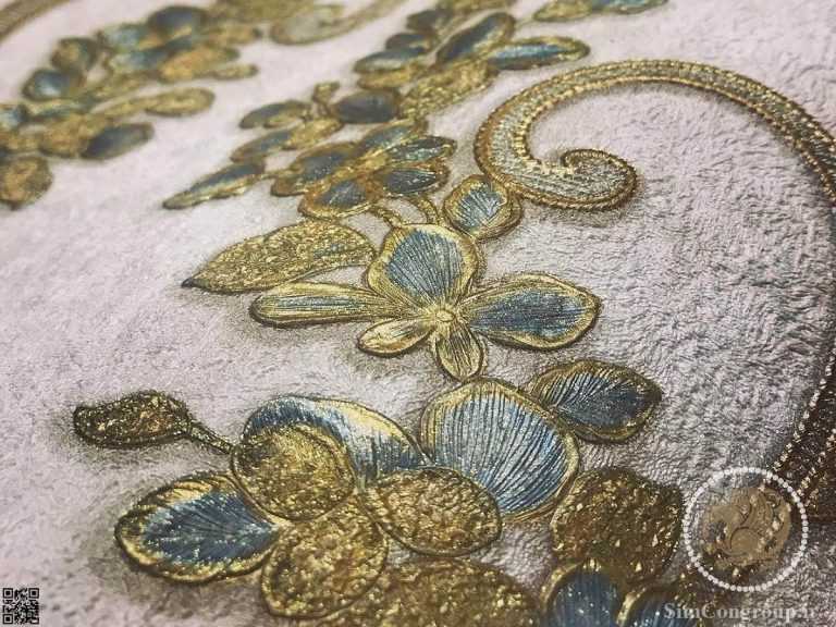 کاغذ دیواری برجسته سفید و فیروزه ای