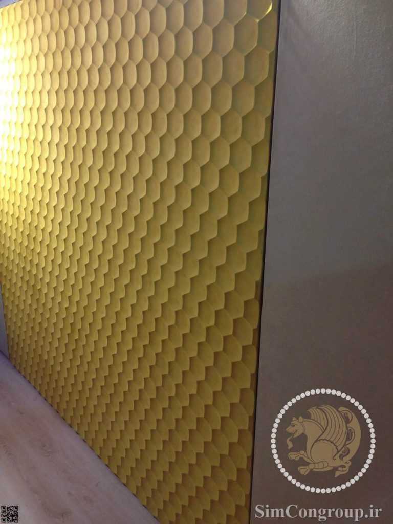 دیوارپوش سه بعدی پی وی سی برجسته طلایی