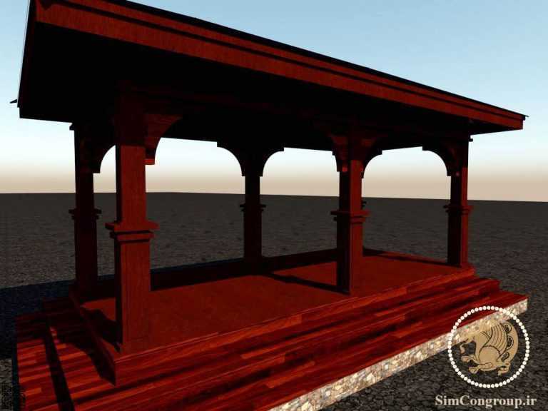 طراحی سه بعدی سایه بان چوبی