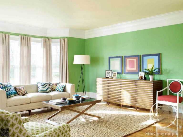 ترکیب سبز و سفید در رنگ دیوار