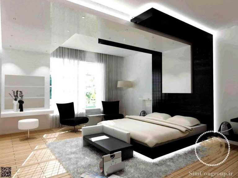 ترکیب سیاه و سفید در رنگ اتاق خواب