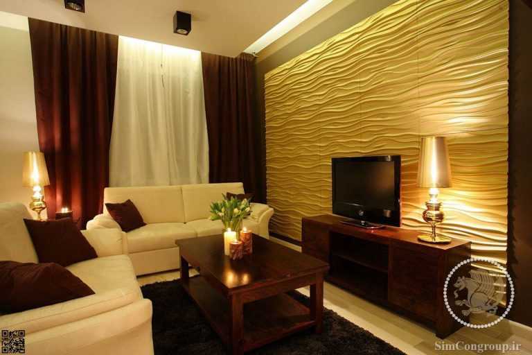 دیوارپوش سه بعدی دیوار اتاق پذیرایی